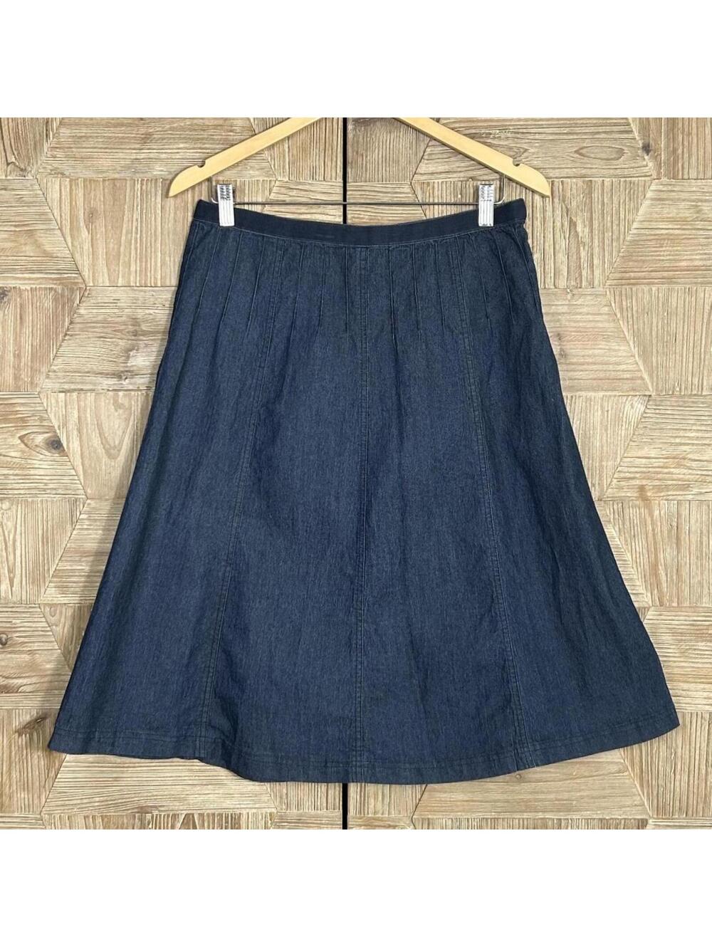 Larry Levine Minimalist 90s Style Casual Denim A-Line Skirt Dark Blue Size 8